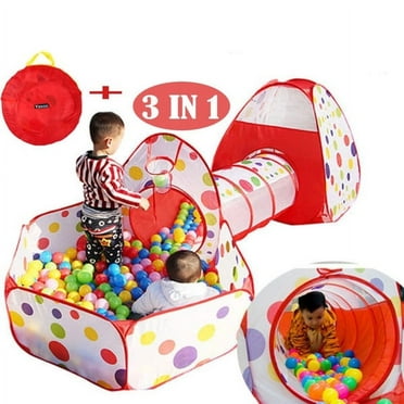 3 in 1 Tunnel Play Tent House + Free 50 Balls