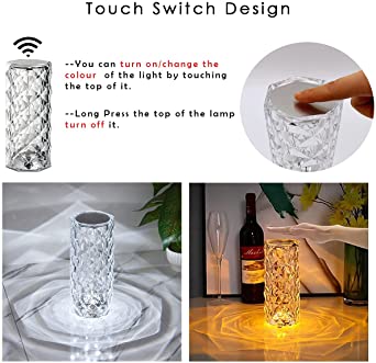 Diamond Rose Crystal Lamp & Rechargeable Usb Table Lamp - My Store